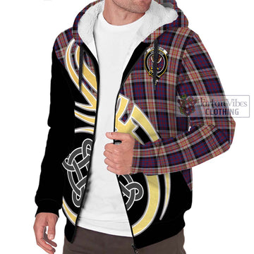 Carnegie Tartan Sherpa Hoodie with Family Crest and Celtic Symbol Style - Tartan Vibes Clothing