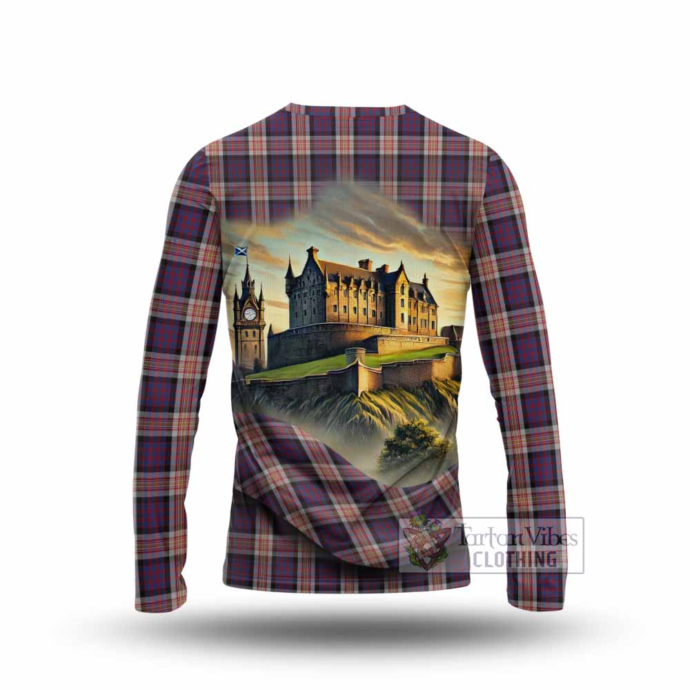 Carnegie Tartan Family Crest Long Sleeve T-Shirt with Scottish Ancient Castle Style - Tartan Vibes Clothing