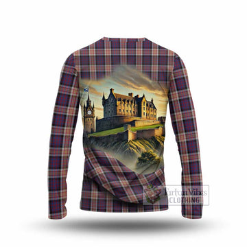 Carnegie Tartan Family Crest Long Sleeve T-Shirt with Scottish Ancient Castle Style - Tartan Vibes Clothing
