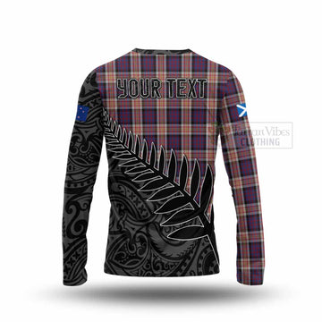 Carnegie Crest Tartan Long Sleeve T-Shirt with New Zealand Silver Fern Half Style - Tartan Vibes Clothing