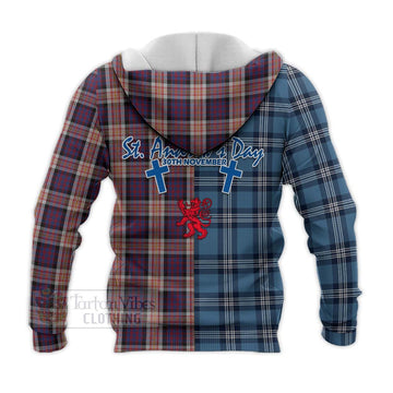 Carnegie Tartan Knitted Hoodie Happy St. Andrew's Day Half Tartan Style - Tartan Vibes Clothing