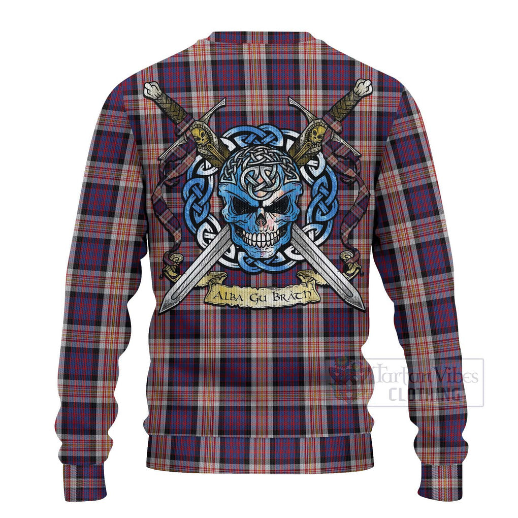 Carnegie Tartan Ugly Sweater with Family Crest Celtic Skull Style - Tartan Vibes Clothing
