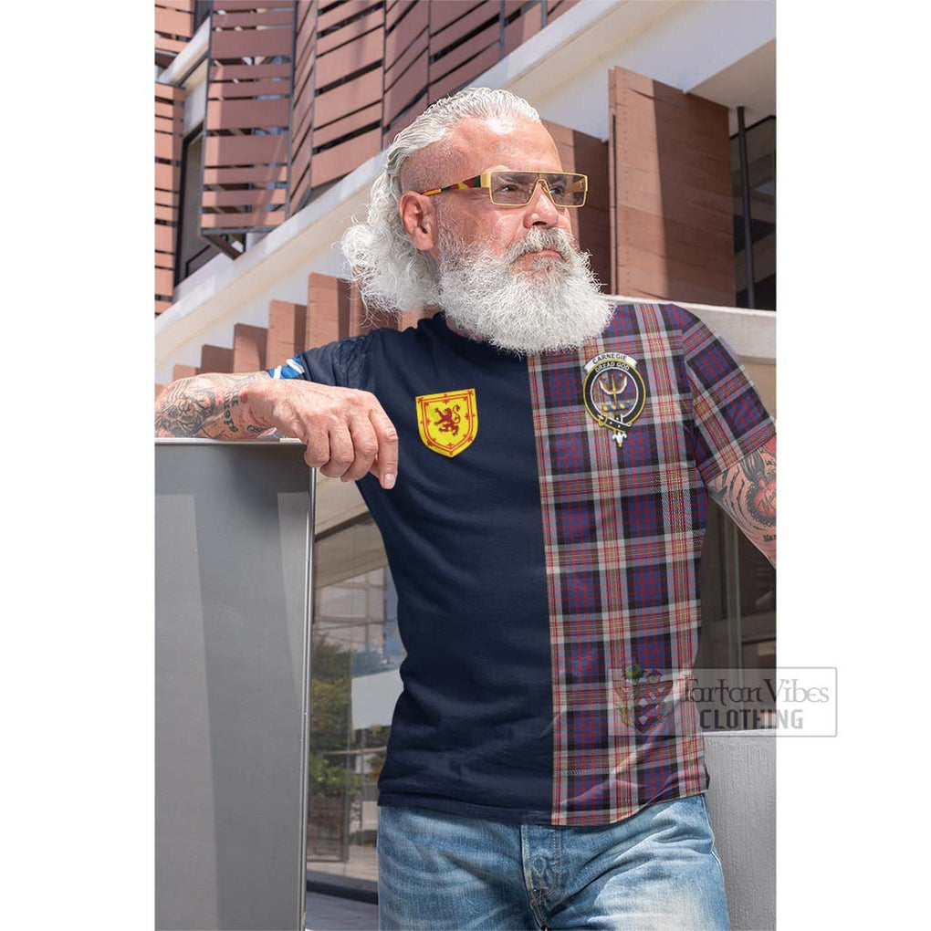Carnegie Tartan Cotton T-shirt Alba with Scottish Lion Royal Arm Half Style Men's Shirt - Tartan Vibes Clothing