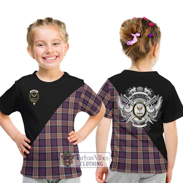 Carnegie Tartan Kid T-Shirt with Family Crest and Military Logo Style - Tartan Vibes Clothing