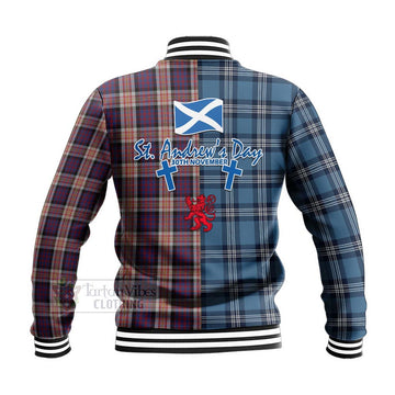 Carnegie Tartan Baseball Jacket Happy St. Andrew's Day Half Tartan Style - Tartan Vibes Clothing