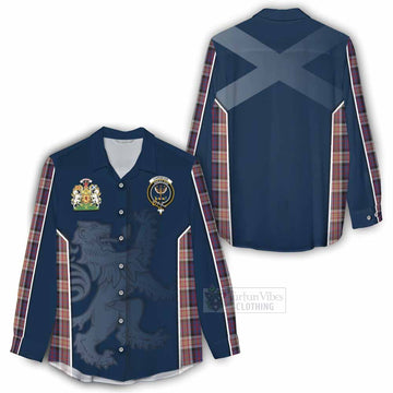 Carnegie Tartan Women's Casual Shirt with Family Crest and Lion Rampant Vibes Sport Style - Tartan Vibes Clothing