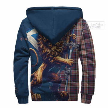 Carnegie Tartan Family Crest Sherpa Hoodie with Scottish Majestic Lion - Tartan Vibes Clothing