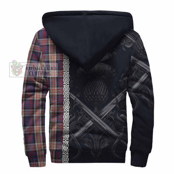 Carnegie Tartan Sherpa Hoodie with Family Crest Cross Sword Thistle Celtic Vibes - Tartan Vibes Clothing