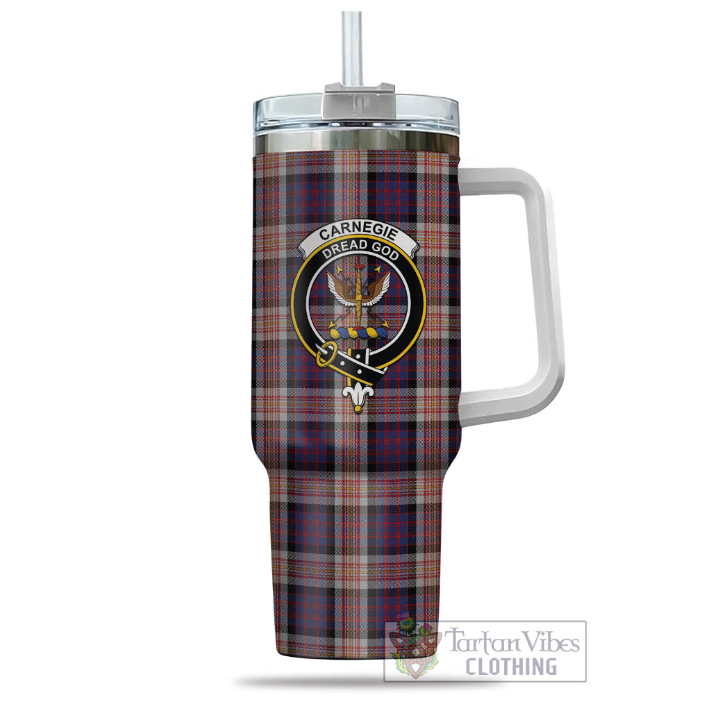 Carnegie Tartan Tumbler with Handle with Family Crest - Tartan Vibes Clothing
