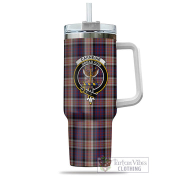 Carnegie Tartan and Family Crest Tumbler with Handle
