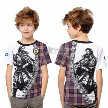 Carnegie Tartan Clan Crest Kid T-Shirt with Highlander Warrior Celtic Style - Tartan Vibes Clothing