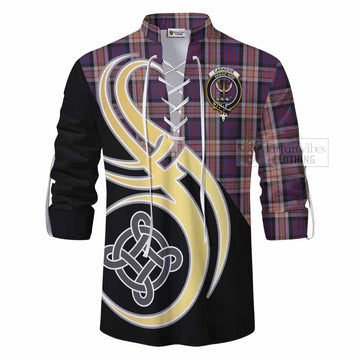 Carnegie Tartan Ghillie Kilt Shirt with Family Crest and Celtic Symbol Style - Tartan Vibes Clothing
