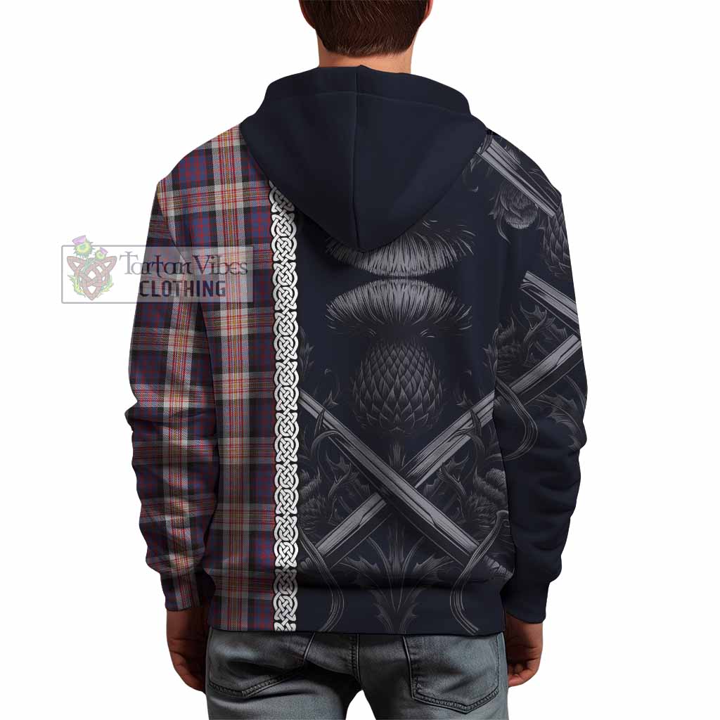 Carnegie Tartan Hoodie with Family Crest Cross Sword Thistle Celtic Vibes - Tartan Vibes Clothing