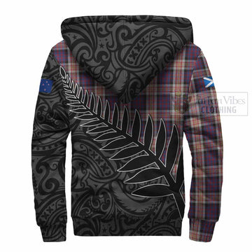 Carnegie Crest Tartan Sherpa Hoodie with New Zealand Silver Fern Half Style - Tartan Vibes Clothing