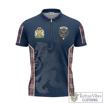 Carnegie Tartan Zipper Polo Shirt with Family Crest and Lion Rampant Vibes Sport Style