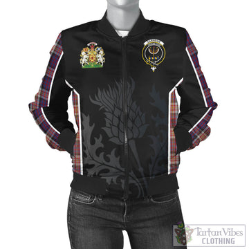 Carnegie Tartan Bomber Jacket with Family Crest and Scottish Thistle Vibes Sport Style