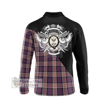 Carnegie Tartan Long Sleeve Polo Shirt with Family Crest and Military Logo Style - Tartan Vibes Clothing