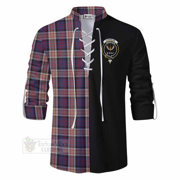 Carnegie Tartan Ghillie Kilt Shirt with Family Crest and Half Of Me Style - Tartan Vibes Clothing