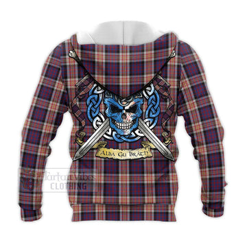 Carnegie Tartan Knitted Hoodie with Family Crest Celtic Skull Style - Tartan Vibes Clothing