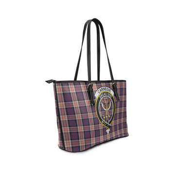 Carnegie Tartan Leather Tote Bag with Family Crest - Tartan Vibes Clothing