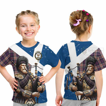 Carnegie Tartan Kid T-Shirt with Family Crest Scottish Bagpiper Vibes - Tartan Vibes Clothing