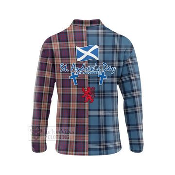 Carnegie Tartan Long Sleeve Polo Shirt Happy St. Andrew's Day Half Tartan Style - Tartan Vibes Clothing