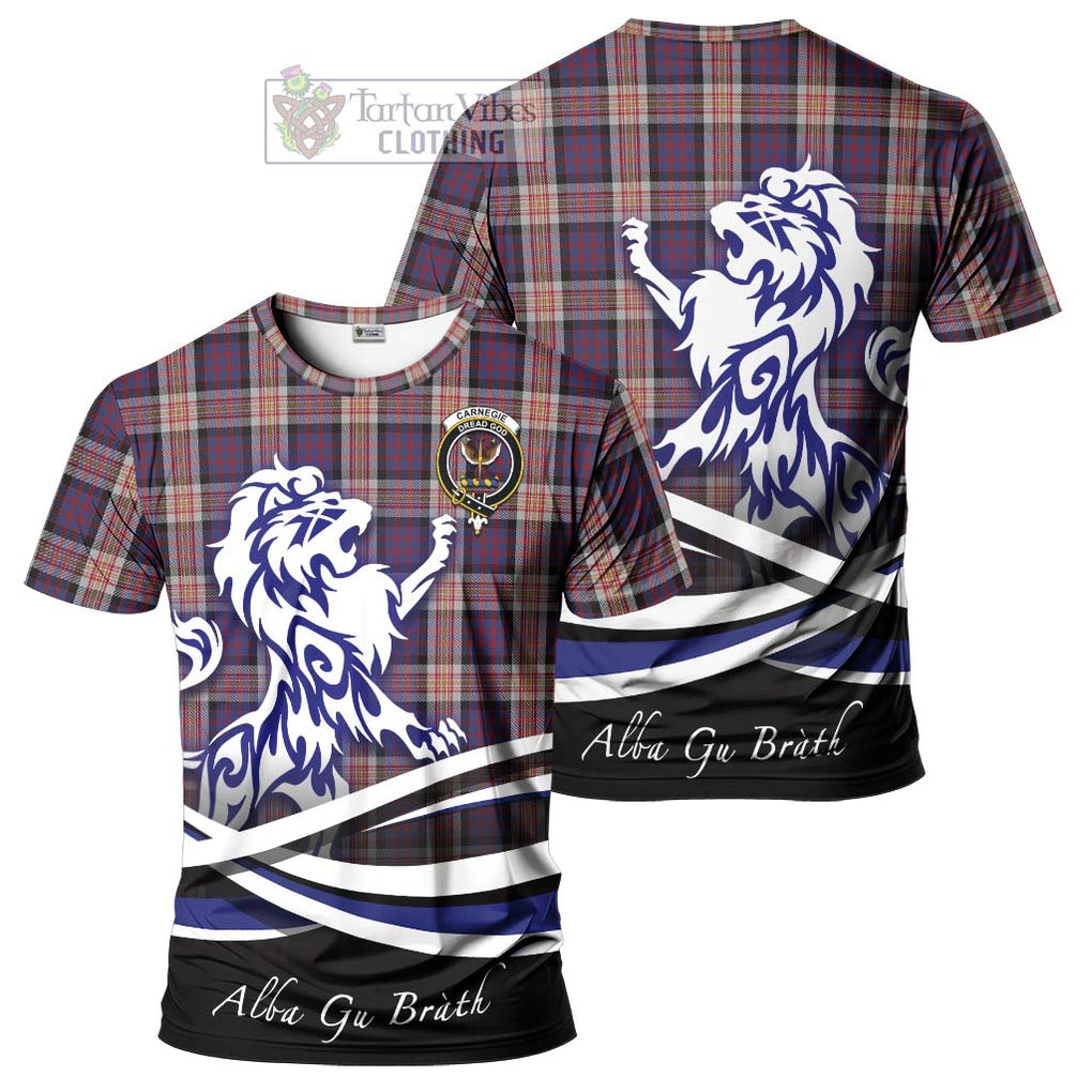Carnegie Tartan Cotton T-shirt with Alba Gu Brath Regal Lion Emblem Women's Shirt - Tartan Vibes Clothing