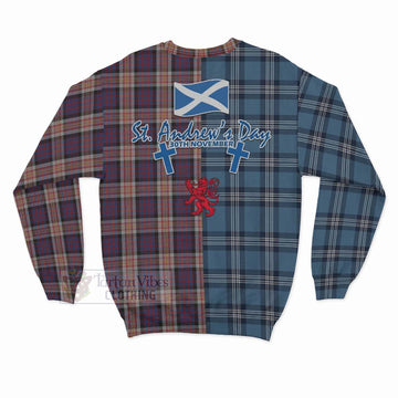 Carnegie Tartan Sweatshirt Happy St. Andrew's Day Half Tartan Style - Tartan Vibes Clothing