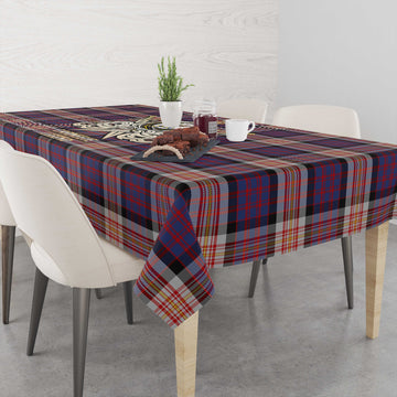Carnegie Tartan Tablecloth with Clan Crest and the Golden Sword of Courageous Legacy