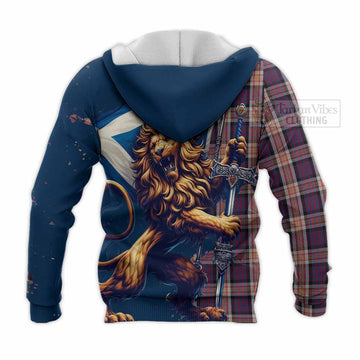 Carnegie Tartan Family Crest Knitted Hoodie with Scottish Majestic Lion - Tartan Vibes Clothing