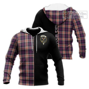 Carnegie Tartan Knitted Hoodie with Family Crest and Half Of Me Style Unisex Knitted Zip Hoodie - Tartan Vibes Clothing