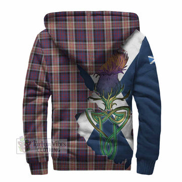 Tartan Vibes Clothing Carnegie Tartan Family Crest Sherpa Hoodie Scottish Thistle Celtic Inspired