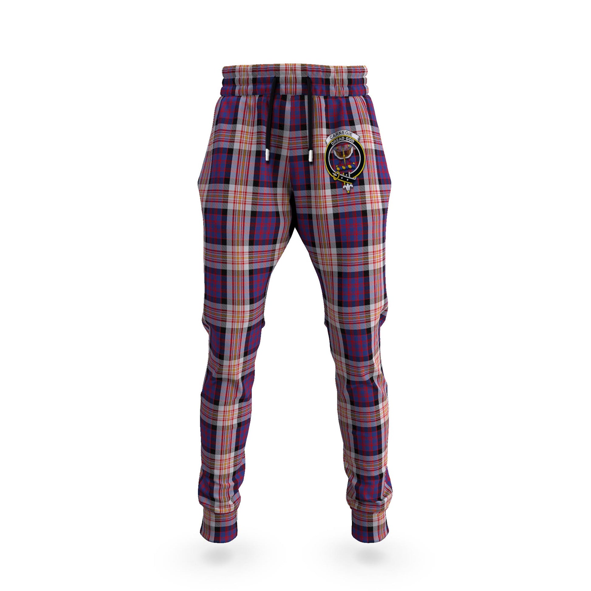 Carnegie Tartan Joggers Pants with Family Crest 5XL - Tartan Vibes Clothing