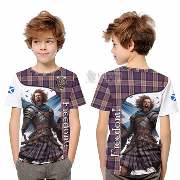 Tartan Vibes Clothing Carnegie Crest Tartan Kid T-Shirt Inspired by the Freedom of Scottish Warrior