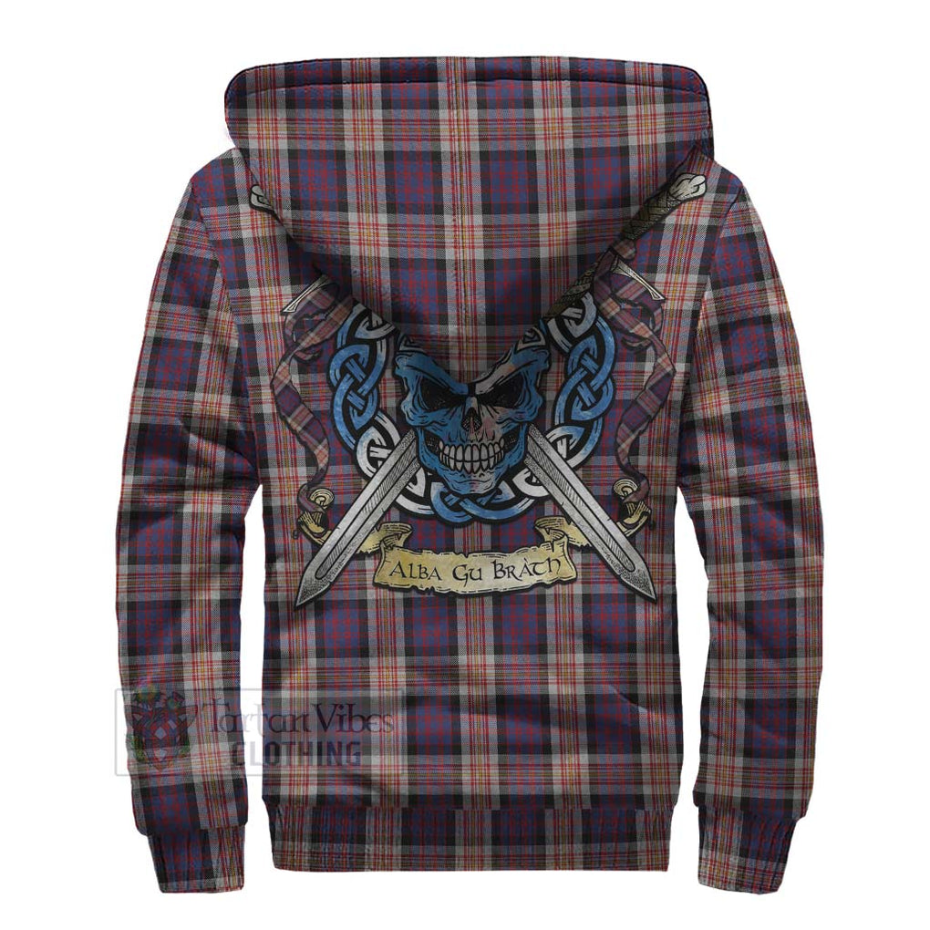 Carnegie Tartan Sherpa Hoodie with Family Crest Celtic Skull Style - Tartan Vibes Clothing