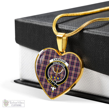 Carnegie Tartan Heart Necklace with Family Crest - Tartan Vibes Clothing