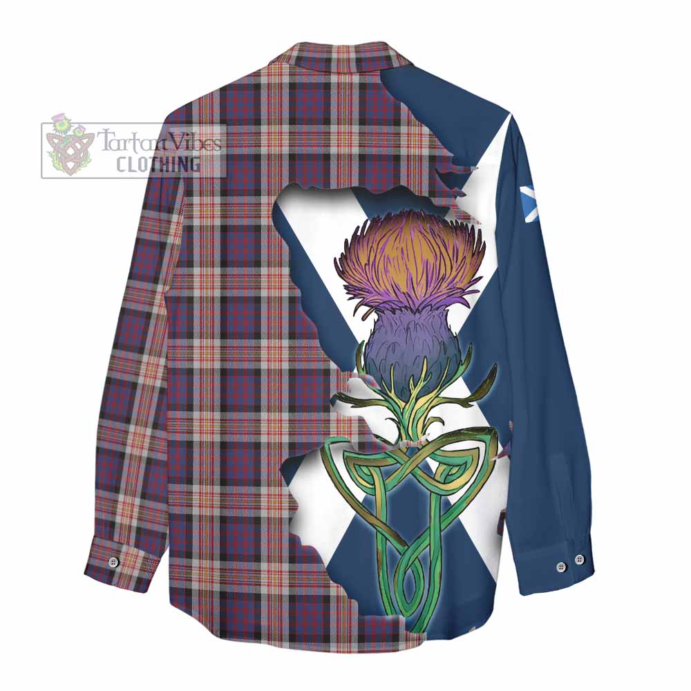 Tartan Vibes Clothing Carnegie Tartan Family Crest Women's Casual Shirt Scottish Thistle Celtic Inspired