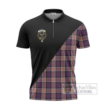 Carnegie Tartan Zipper Polo Shirt with Family Crest and Military Logo Style - Tartan Vibes Clothing