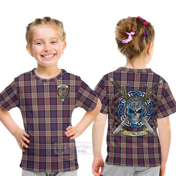Carnegie Tartan Kid T-Shirt with Family Crest Celtic Skull Style - Tartan Vibes Clothing