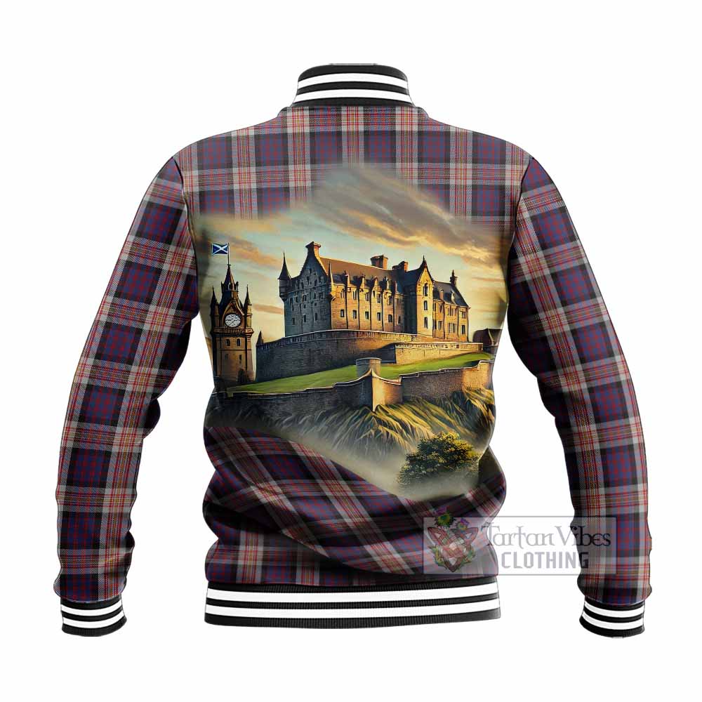 Carnegie Tartan Family Crest Baseball Jacket with Scottish Ancient Castle Style - Tartan Vibes Clothing