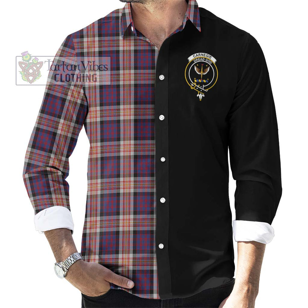 Carnegie Tartan Long Sleeve Button Shirt with Family Crest and Half Of Me Style - Tartanvibesclothing Shop