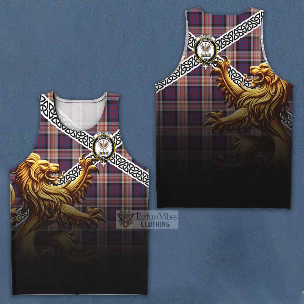 Carnegie Crest Tartan Men's Tank Top with Golden Lion Emblem Celtic Style - Tartan Vibes Clothing