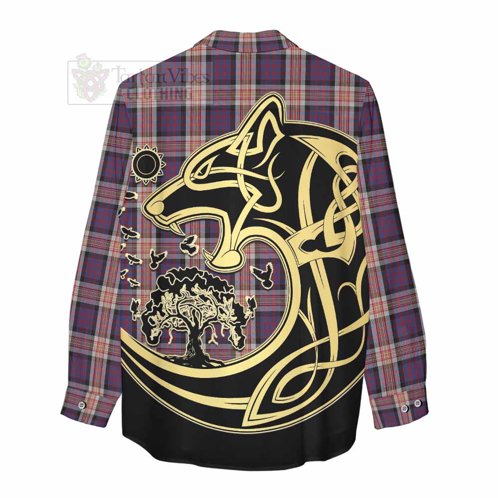 Carnegie Tartan Women's Casual Shirt with Family Crest Celtic Wolf Style - Tartan Vibes Clothing