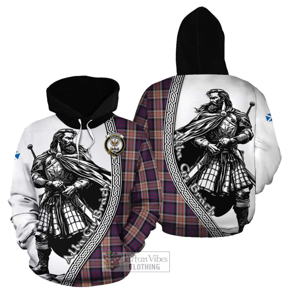 Carnegie Tartan Clan Crest Cotton Hoodie with Highlander Warrior Celtic Style Zip Hoodie - Tartan Vibes Clothing