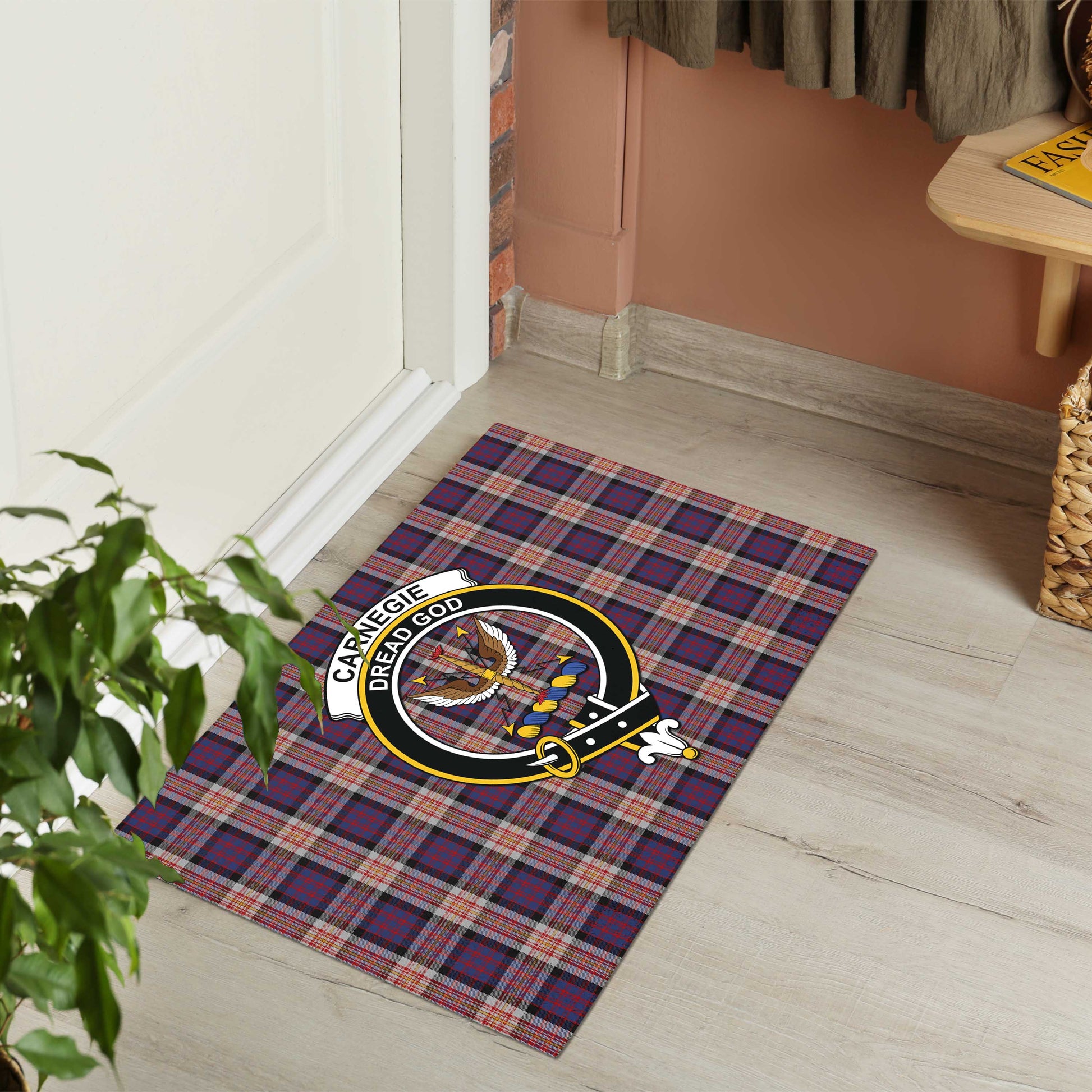 Carnegie Tartan Rubber Doormat with Family Crest - Tartan Vibes Clothing