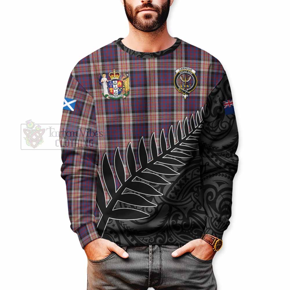 Carnegie Crest Tartan Sweatshirt with New Zealand Silver Fern Half Style - Tartan Vibes Clothing