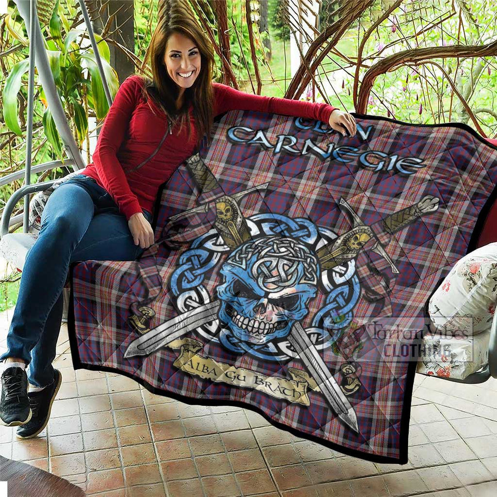 Carnegie Tartan Quilt with Celtic Skull Alba Gu Brath Style - Tartan Vibes Clothing