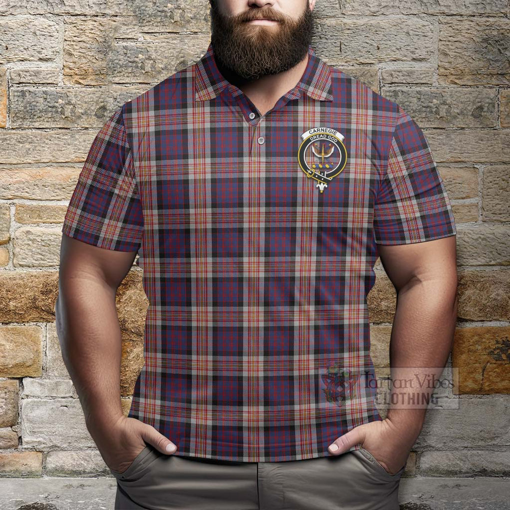 Carnegie Tartan Polo Shirt with Family Crest Celtic Skull Style - Tartan Vibes Clothing