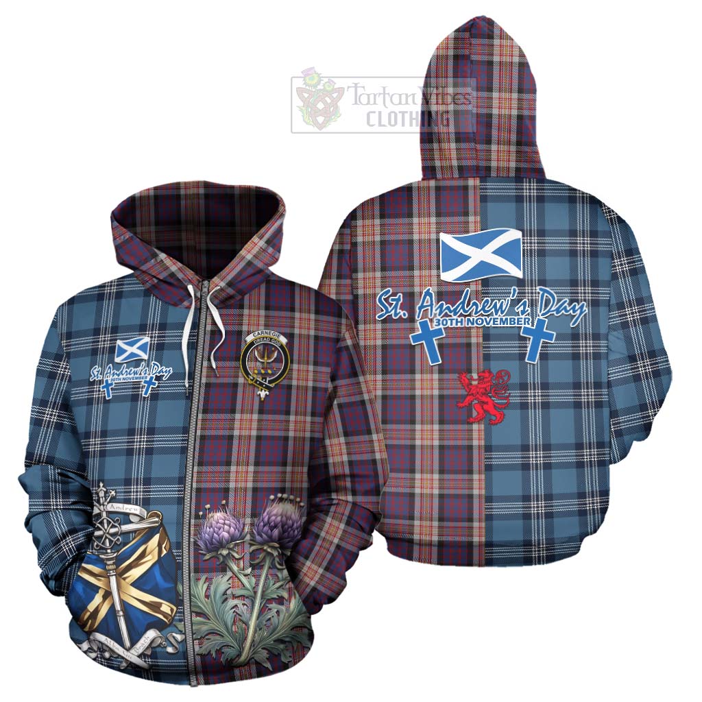 Carnegie Tartan Hoodie Happy St. Andrew's Day Half Tartan Style - Tartan Vibes Clothing