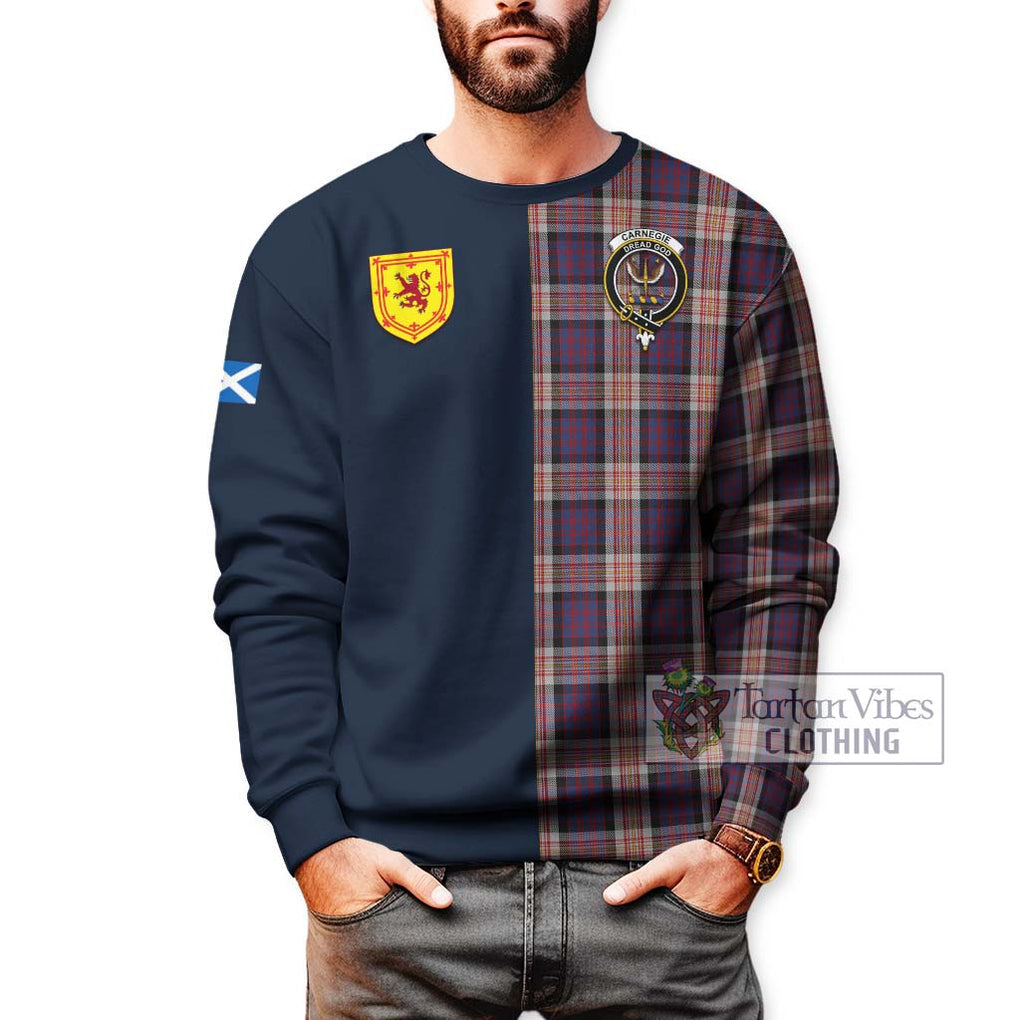 Carnegie Tartan Sweatshirt Alba with Scottish Lion Royal Arm Half Style - Tartan Vibes Clothing